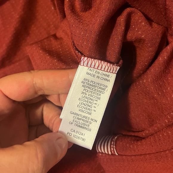 Eco-friendly burgundy and ecru stripes double-faced robe NWT - Picture 9 of 11